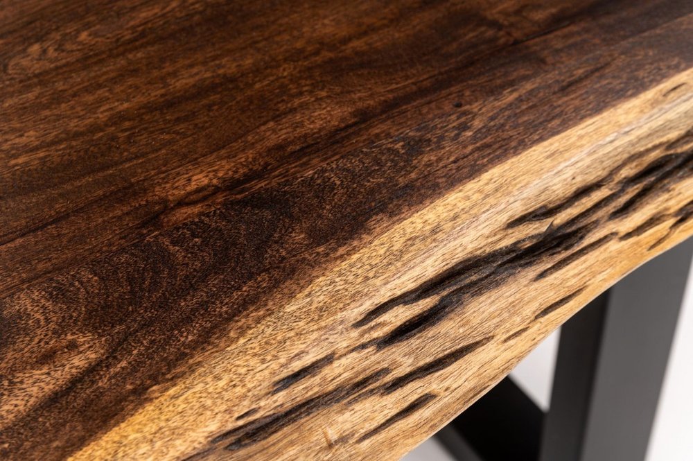 102" Brown And Black Solid Wood And Metal Sled Base Dining Table — view 3
