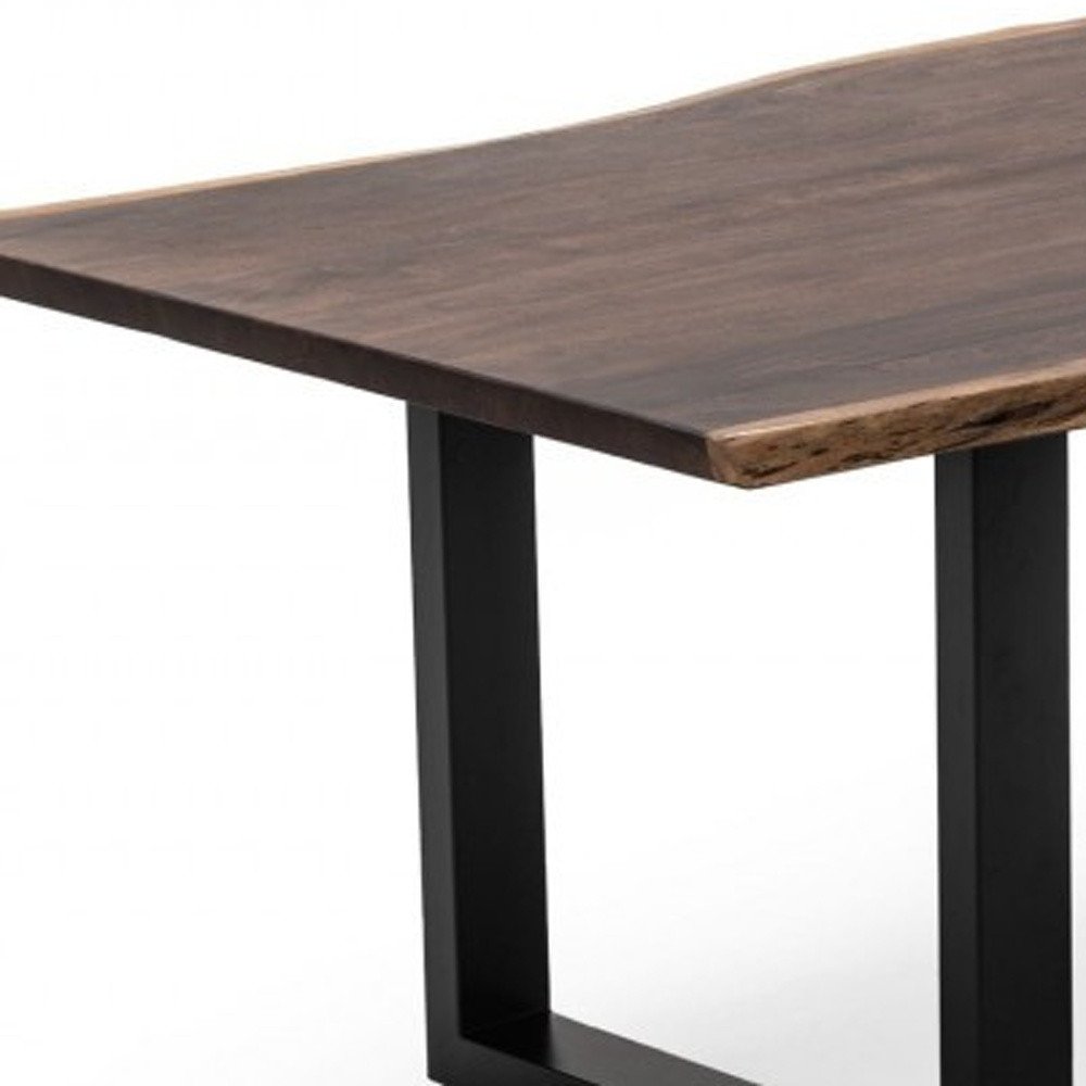102" Brown And Black Solid Wood And Metal Sled Base Dining Table — view 4