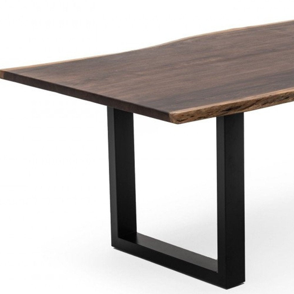 102" Brown And Black Solid Wood And Metal Sled Base Dining Table — view 5