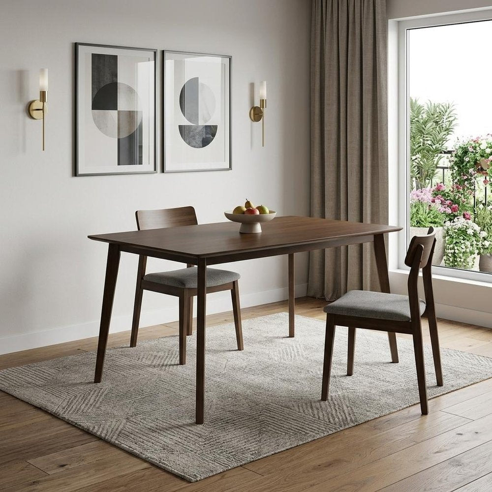 59" Brown Solid Wood Dining Table HomeRoots