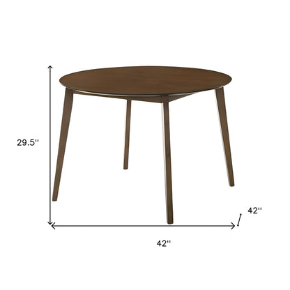 42" Brown Wood Round Top Dining Table