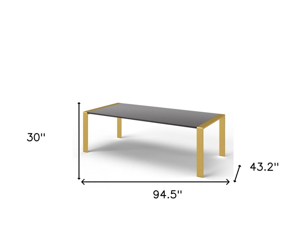 95" Gray And Brass Stainless Steel Dining Table HomeRoots