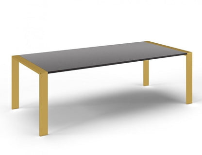 95" Gray And Brass Stainless Steel Dining Table HomeRoots