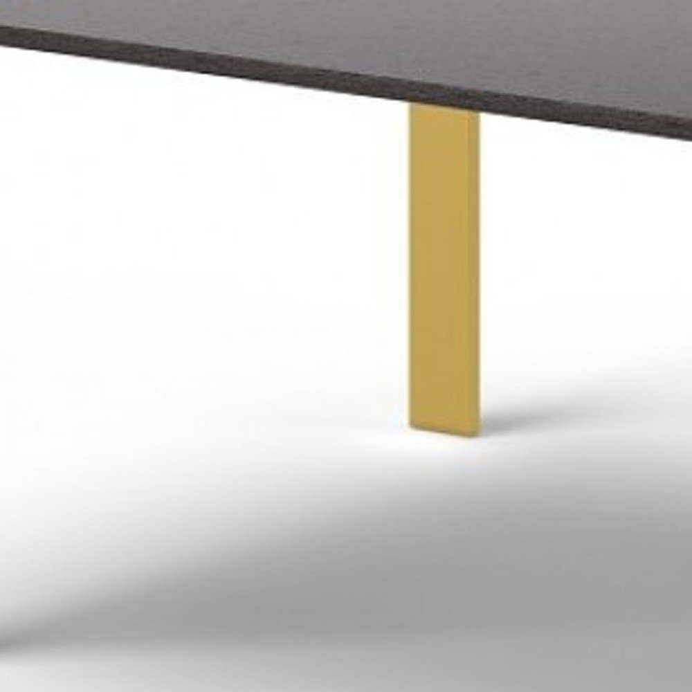 95" Gray And Brass Stainless Steel Dining Table HomeRoots