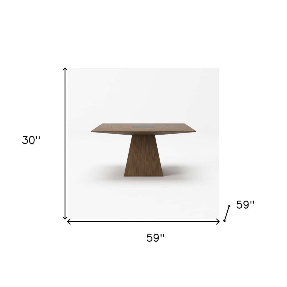 59" Walnut Square Solid Manufactured Wood Dining Table HomeRoots