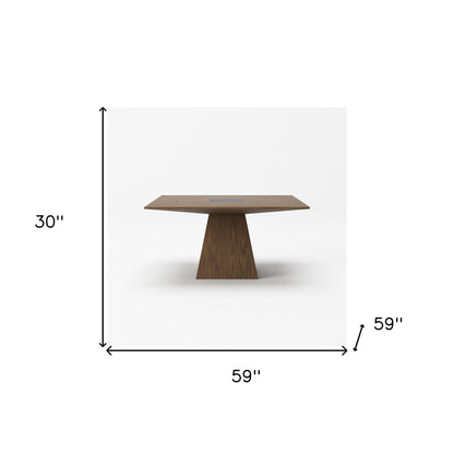 59" Walnut Square Solid Manufactured Wood Dining Table HomeRoots