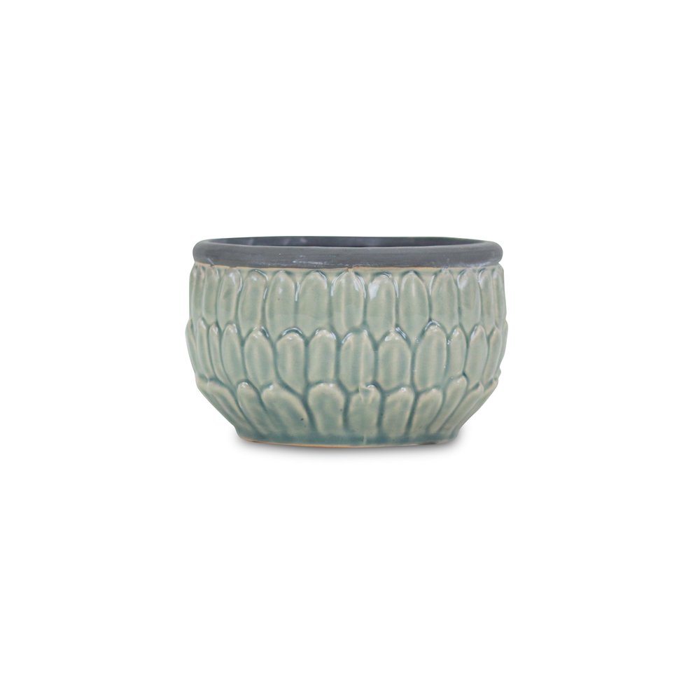Blue Ceramic 37 Ounce Round Distressed Pot Planter HomeRoots