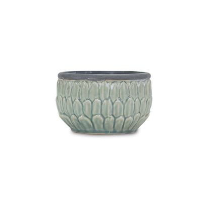 Blue Ceramic 37 Ounce Round Distressed Pot Planter HomeRoots