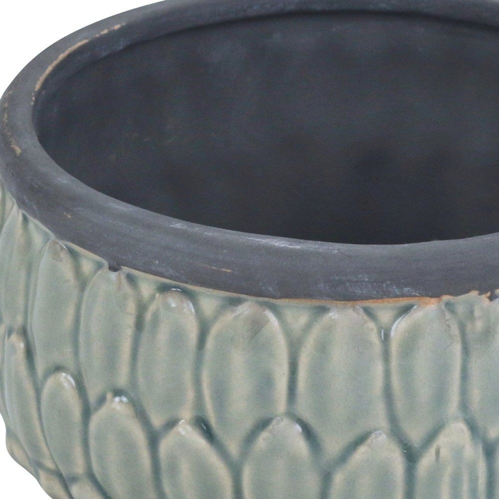 Blue Ceramic 37 Ounce Round Distressed Pot Planter HomeRoots