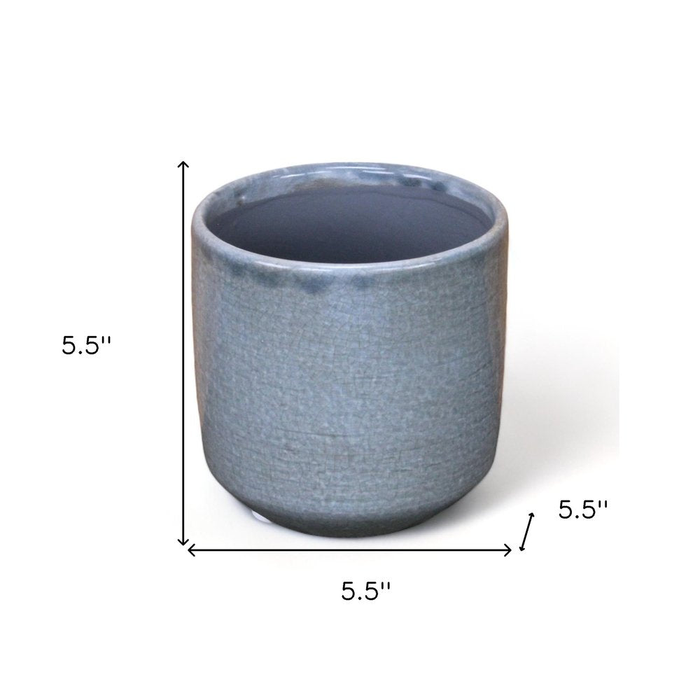 Gray Ceramic 44 Ounce Crackle Mosaic Round Distressed Pot Planter HomeRoots