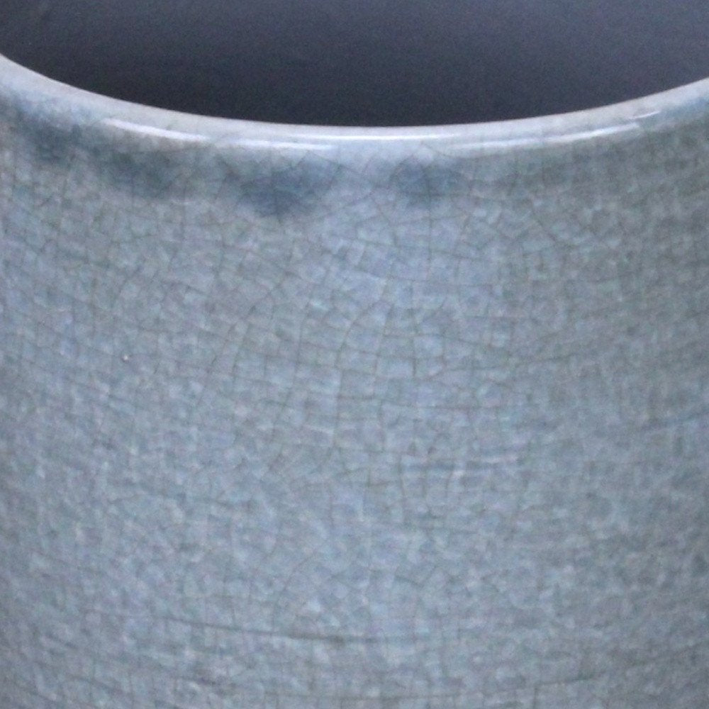 Gray Ceramic 44 Ounce Crackle Mosaic Round Distressed Pot Planter HomeRoots