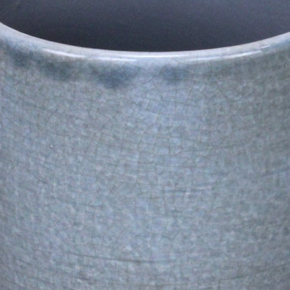 Gray Ceramic 44 Ounce Crackle Mosaic Round Distressed Pot Planter HomeRoots