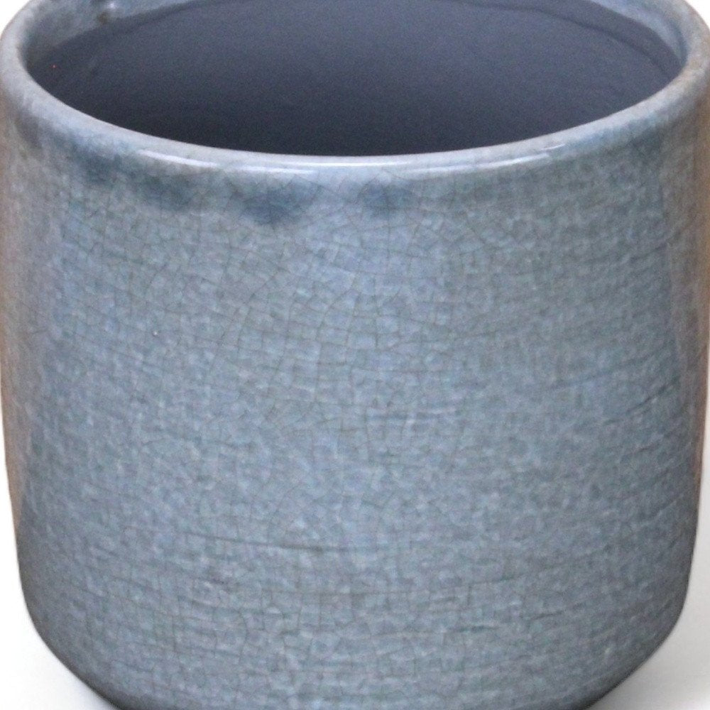 Gray Ceramic 44 Ounce Crackle Mosaic Round Distressed Pot Planter HomeRoots