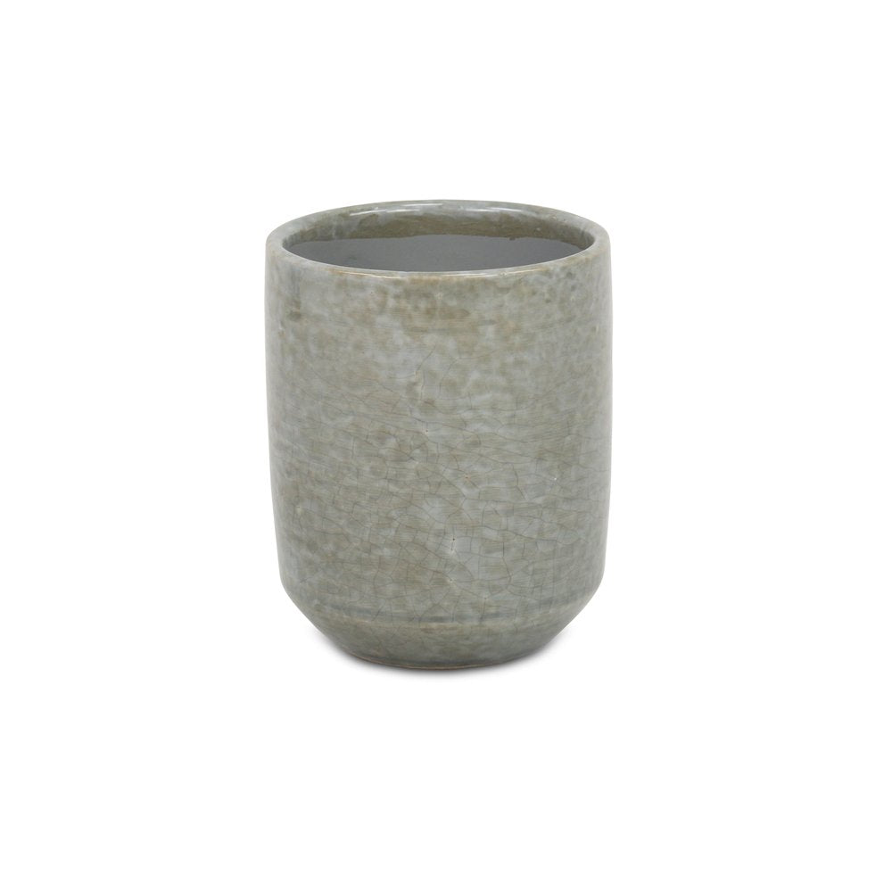 Gray Ceramic 20 Ounce Crackle Mosaic Round Distressed Pot Planter HomeRoots
