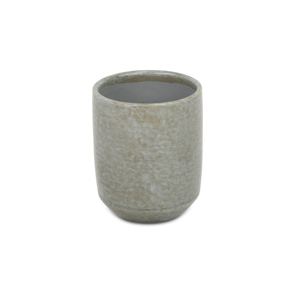 Gray Ceramic 20 Ounce Crackle Mosaic Round Distressed Pot Planter HomeRoots