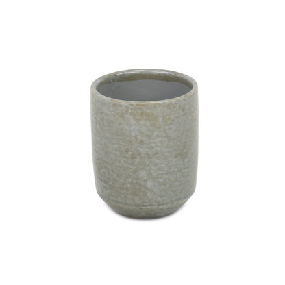 Gray Ceramic 20 Ounce Crackle Mosaic Round Distressed Pot Planter