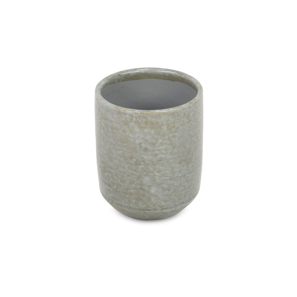 Gray Ceramic 20 Ounce Crackle Mosaic Round Distressed Pot Planter HomeRoots