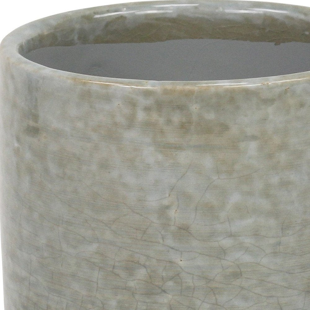 Gray Ceramic 20 Ounce Crackle Mosaic Round Distressed Pot Planter HomeRoots