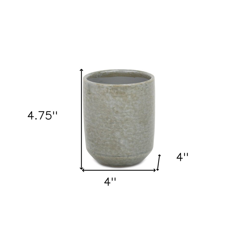 Gray Ceramic 20 Ounce Crackle Mosaic Round Distressed Pot Planter HomeRoots