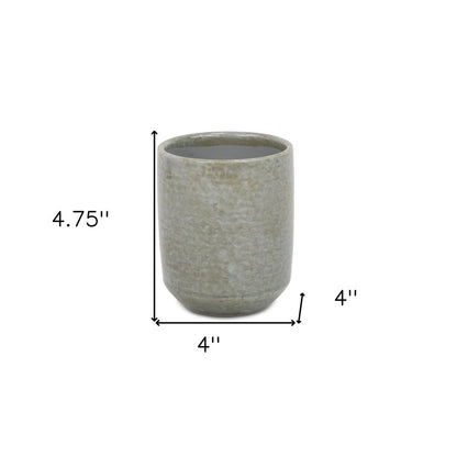 Gray Ceramic 20 Ounce Crackle Mosaic Round Distressed Pot Planter
