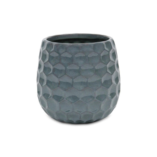 Blue Ceramic 38 Ounce Round Distressed Pot Planter HomeRoots