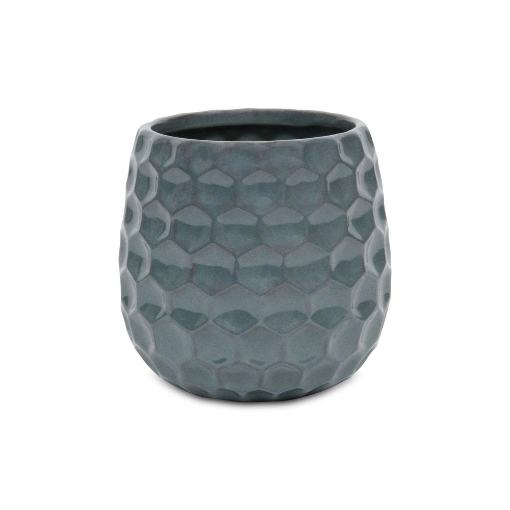 Blue Ceramic 38 Ounce Round Distressed Pot Planter HomeRoots