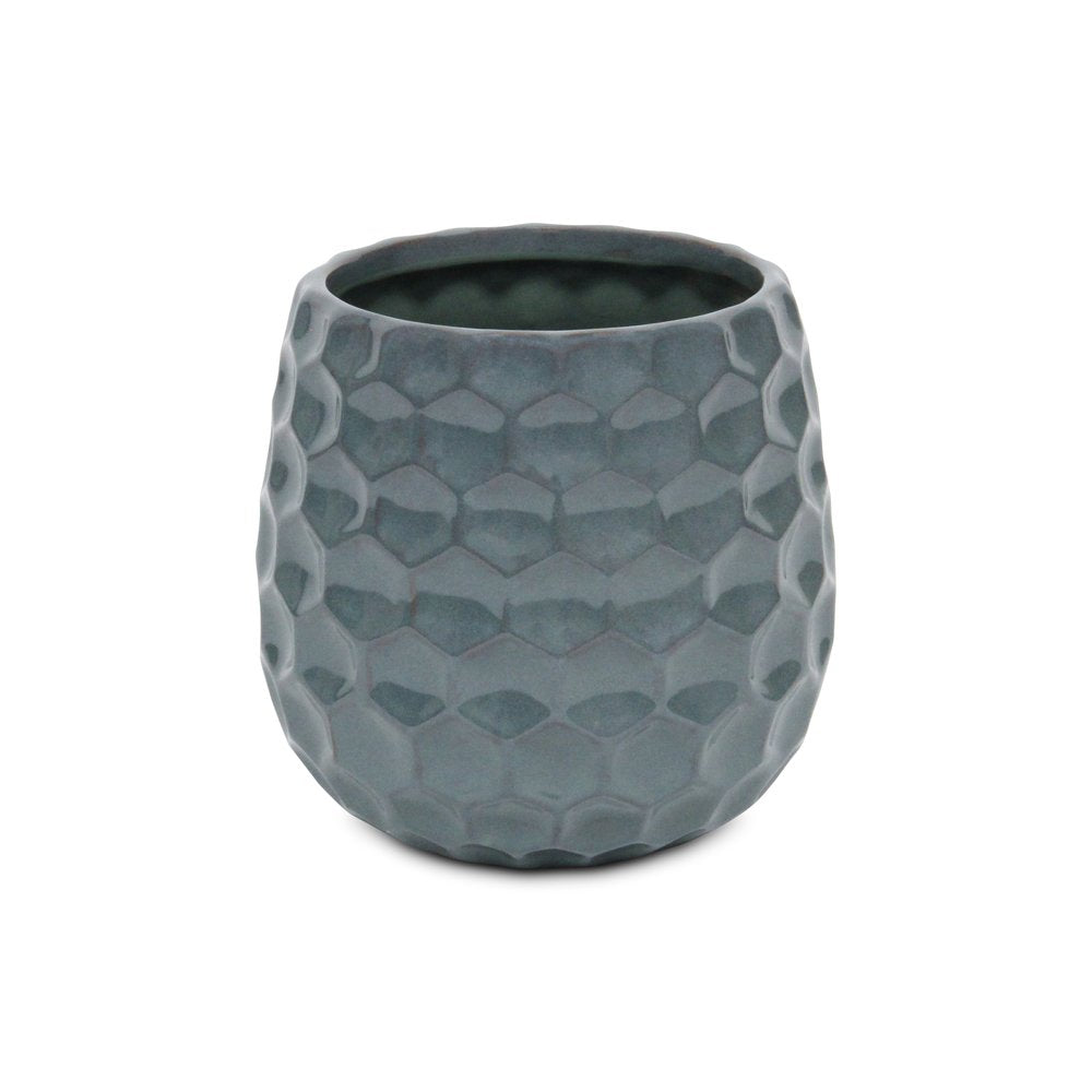 Blue Ceramic 38 Ounce Round Distressed Pot Planter HomeRoots