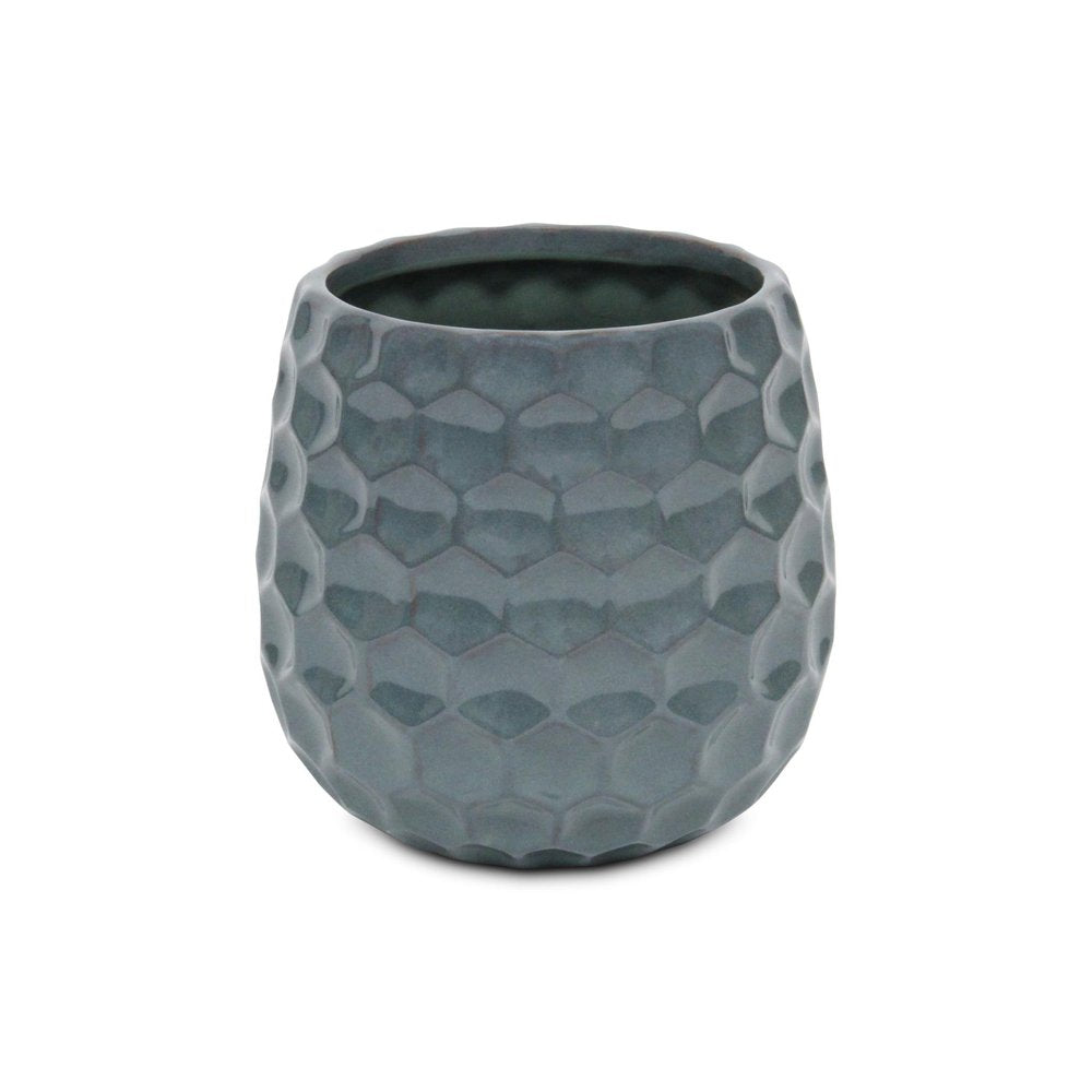 Blue Ceramic 38 Ounce Round Distressed Pot Planter HomeRoots