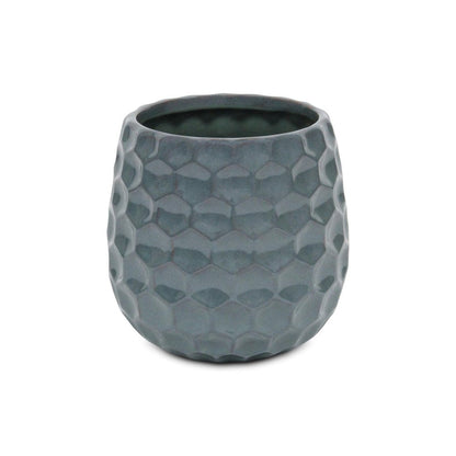 Blue Ceramic 38 Ounce Round Distressed Pot Planter HomeRoots