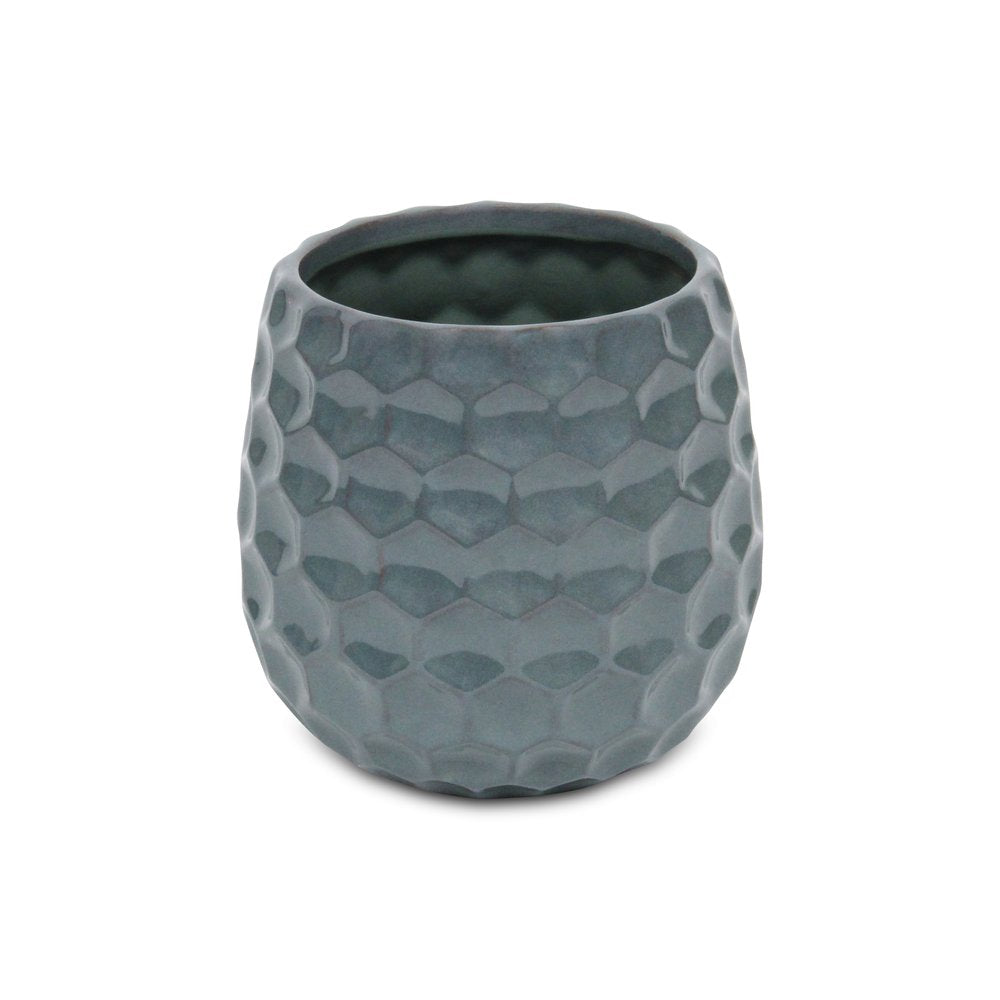 Blue Ceramic 38 Ounce Round Distressed Pot Planter HomeRoots