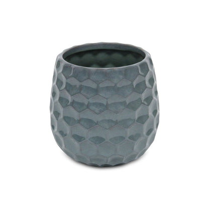 Blue Ceramic 38 Ounce Round Distressed Pot Planter HomeRoots