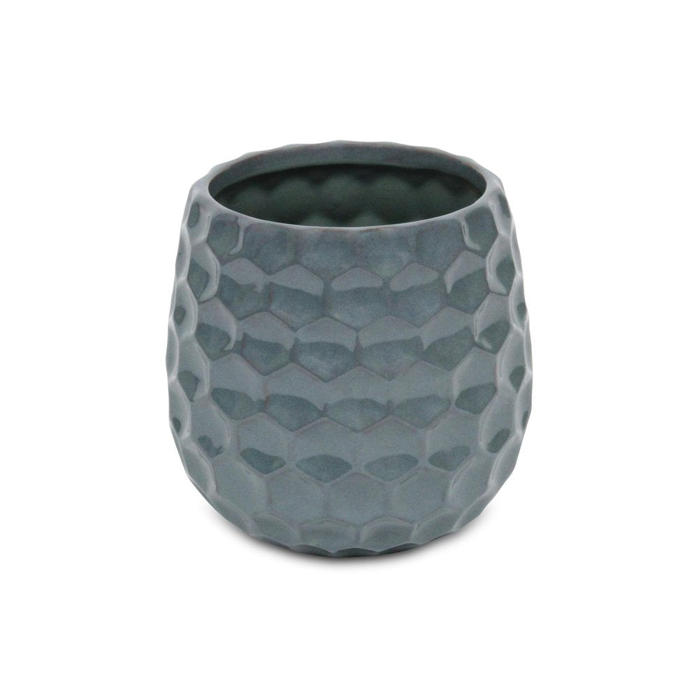 Blue Ceramic 38 Ounce Round Distressed Pot Planter HomeRoots
