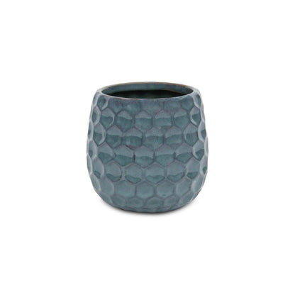 Blue Ceramic 15 Ounce Round Distressed Pot Planter HomeRoots