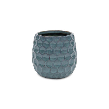 Blue Ceramic 15 Ounce Round Distressed Pot Planter HomeRoots