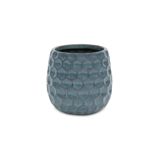Blue Ceramic 15 Ounce Round Distressed Pot Planter HomeRoots