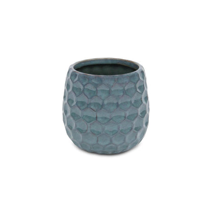 Blue Ceramic 15 Ounce Round Distressed Pot Planter HomeRoots