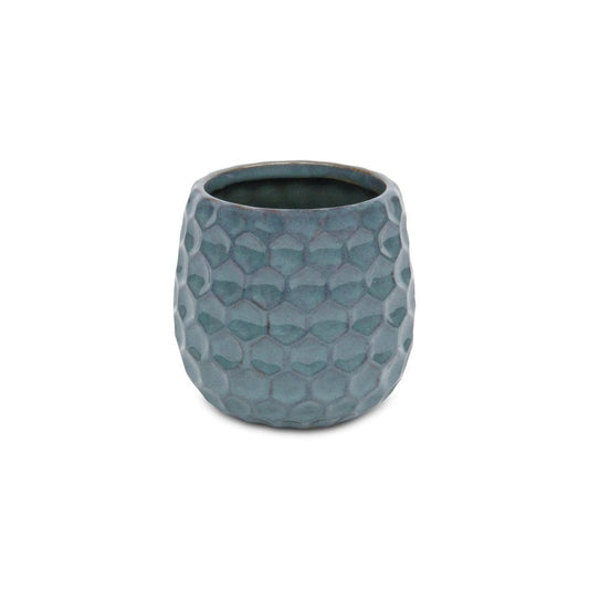 Blue Ceramic 15 Ounce Round Distressed Pot Planter HomeRoots