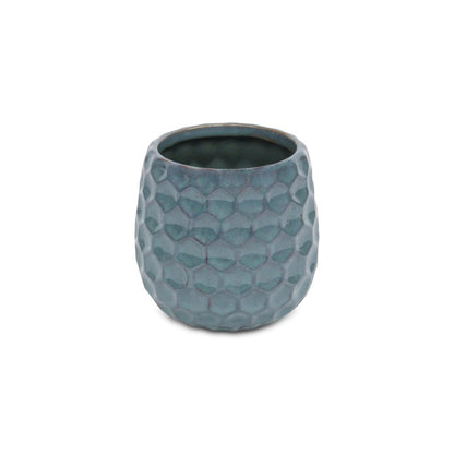 Blue Ceramic 15 Ounce Round Distressed Pot Planter HomeRoots