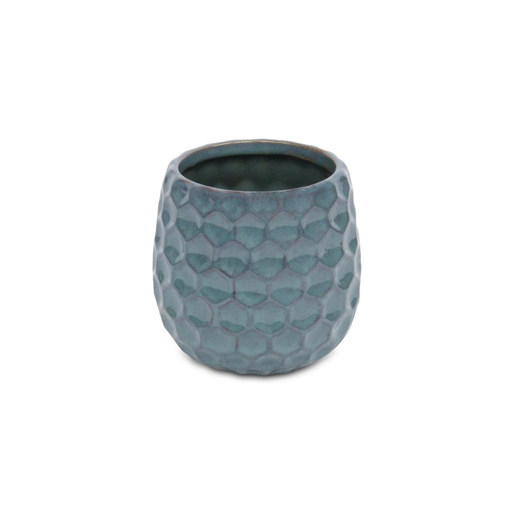 Blue Ceramic 15 Ounce Round Distressed Pot Planter HomeRoots