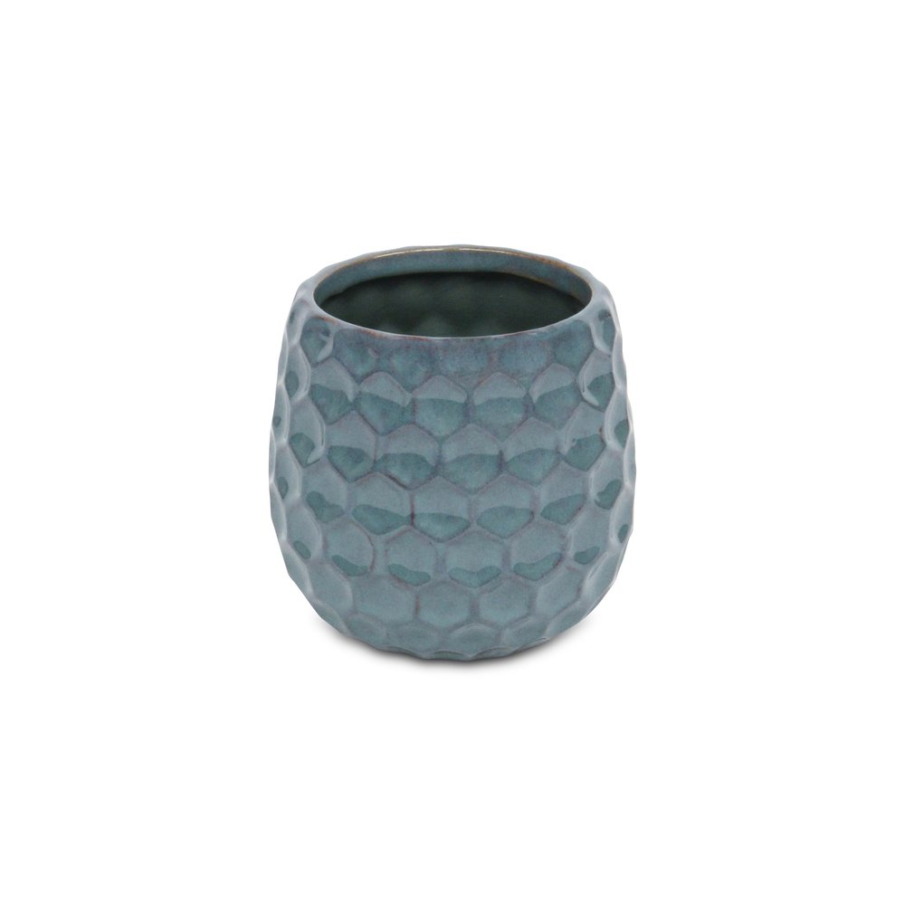 Blue Ceramic 15 Ounce Round Distressed Pot Planter HomeRoots