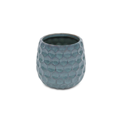 Blue Ceramic 15 Ounce Round Distressed Pot Planter HomeRoots