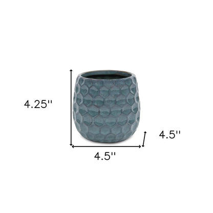 Blue Ceramic 15 Ounce Round Distressed Pot Planter HomeRoots