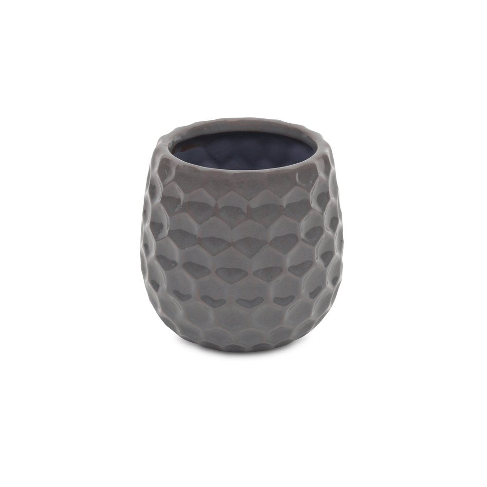 Gray Ceramic 15 Ounce Round Distressed Pot Planter HomeRoots