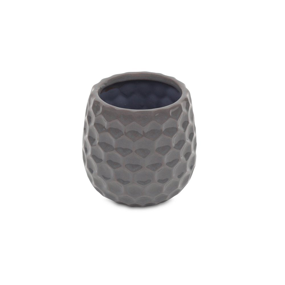 Gray Ceramic 15 Ounce Round Distressed Pot Planter HomeRoots