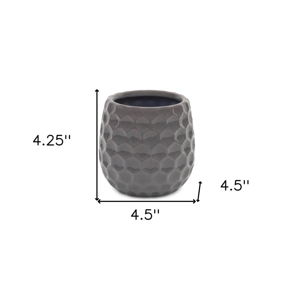 Gray Ceramic 15 Ounce Round Distressed Pot Planter HomeRoots