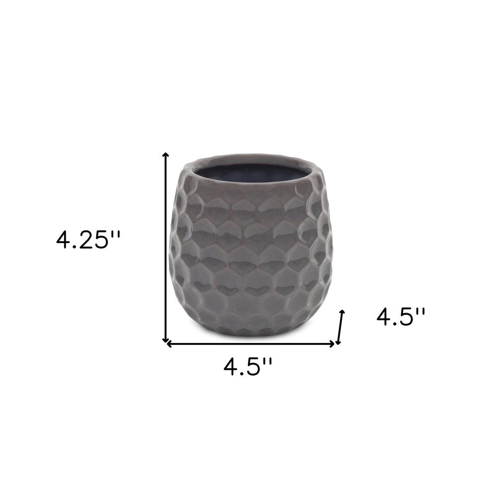 Gray Ceramic 15 Ounce Round Distressed Pot Planter HomeRoots