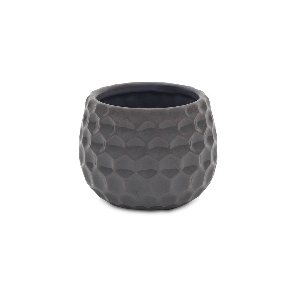 Gray Ceramic 17 Ounce Round Distressed Pot Planter HomeRoots