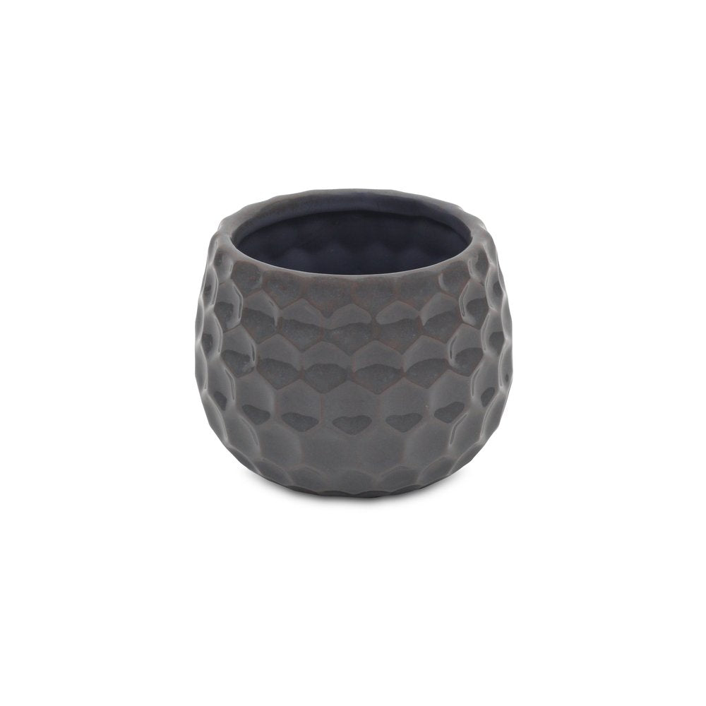 Gray Ceramic 17 Ounce Round Distressed Pot Planter HomeRoots