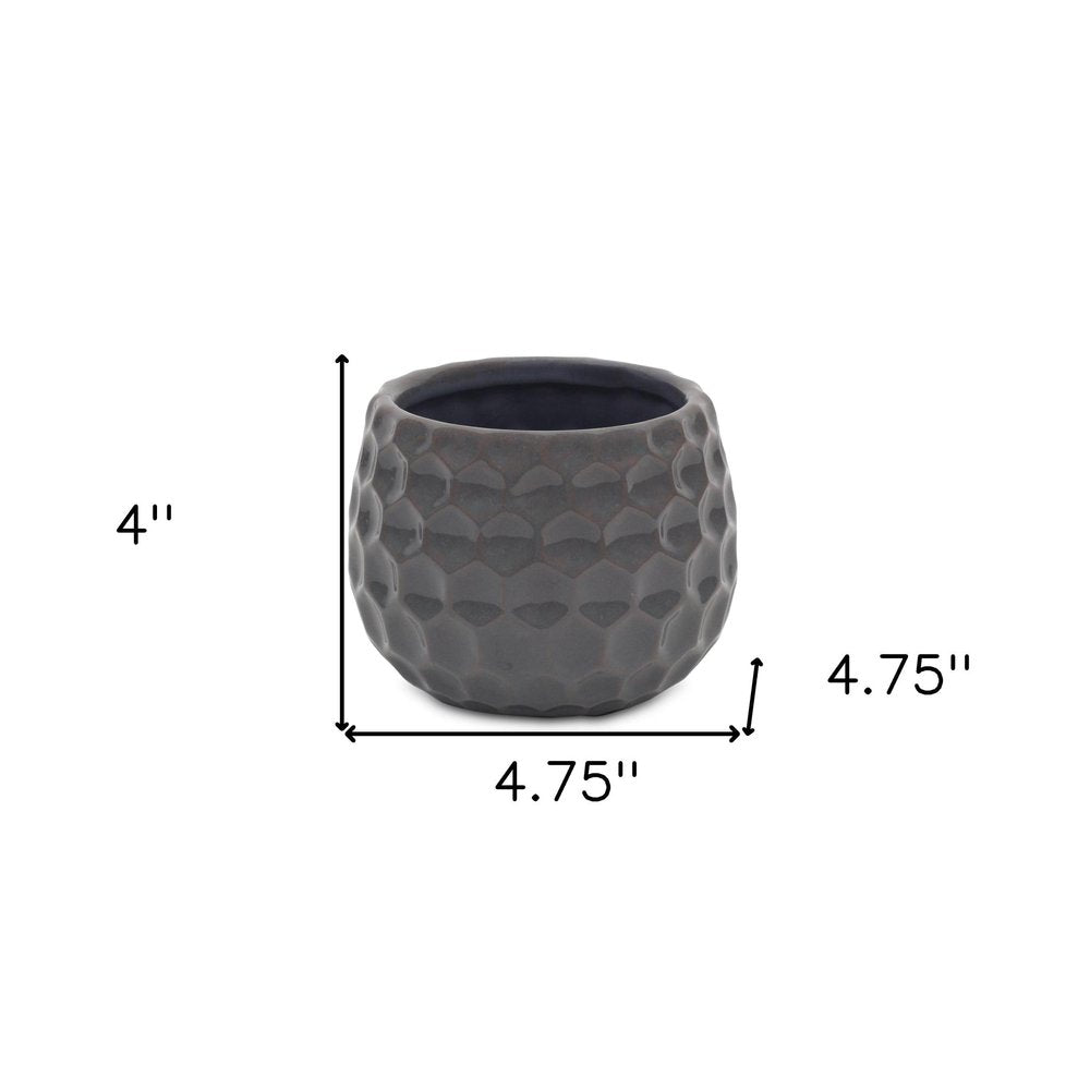Gray Ceramic 17 Ounce Round Distressed Pot Planter HomeRoots