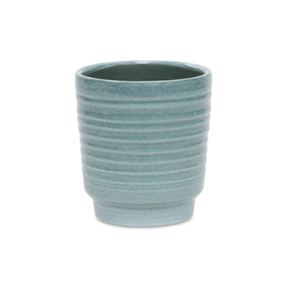 Celadon Ceramic 35 Ounce Striped Round Distressed Pot Planter HomeRoots
